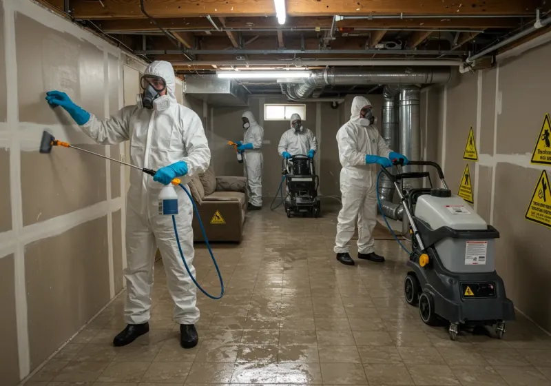 Basement Moisture Removal and Structural Drying process in Tustin, CA